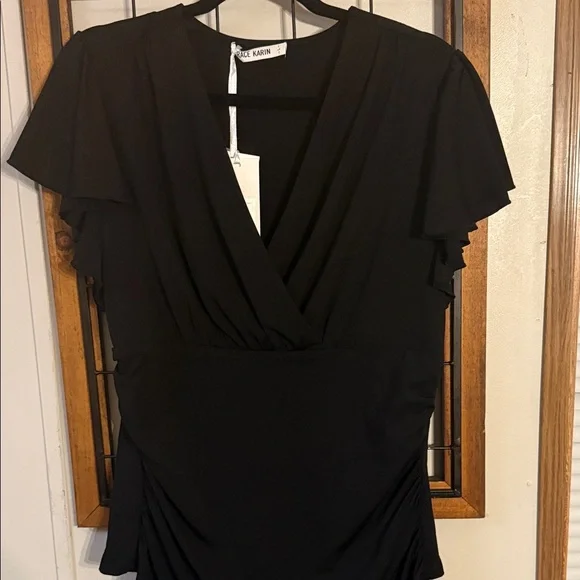 Grace Karin Black Dressy Blouse Size L - Picture 1 of 6